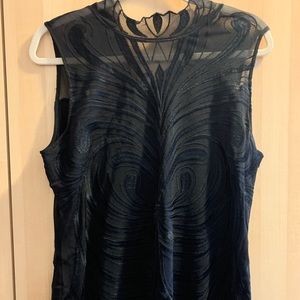 INC Embroidered Mesh Top XL NWT